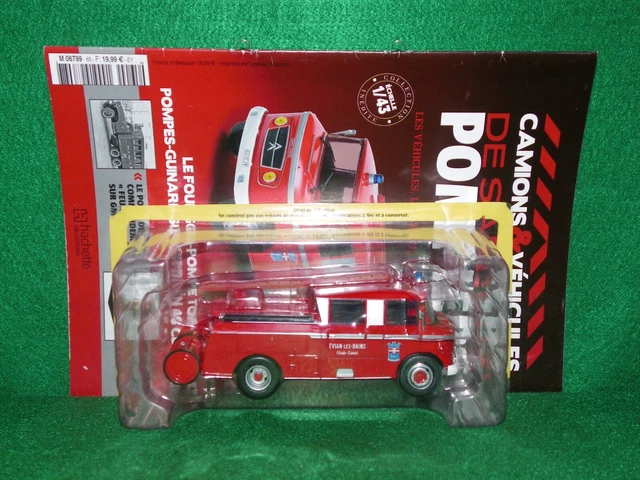 Camion De Pompiers Citroën Type 46 Fourgon Guinard N°54 - Modèle Réduit Hachette 1/43, Rouge, Démontable