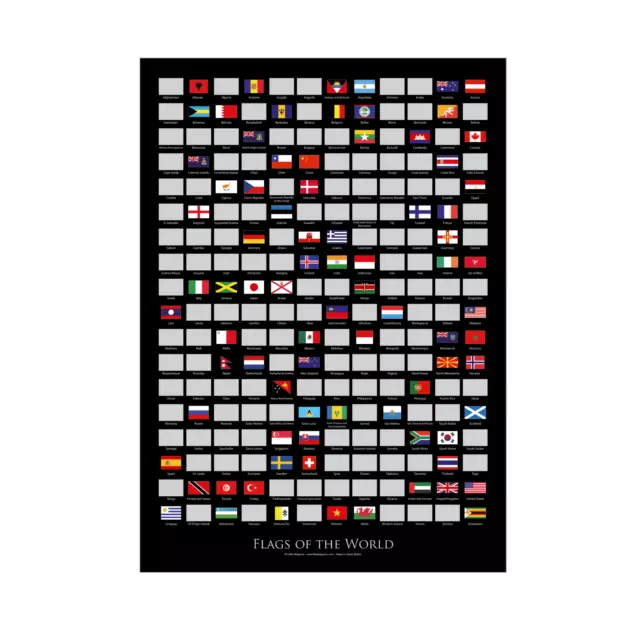 Large Scratch Off Flags Of The World A2 Poster Travel Map Gift - Black Portrait