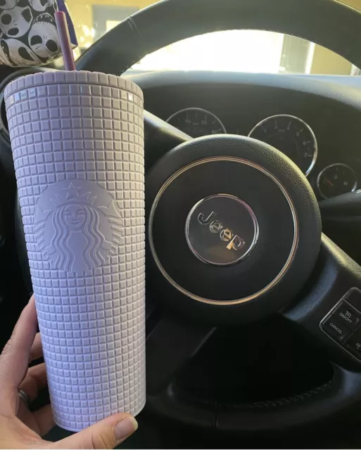 Starbucks Siren Lilac Lavender Purple Studded Diamond Grid Cold Cup Tumbler