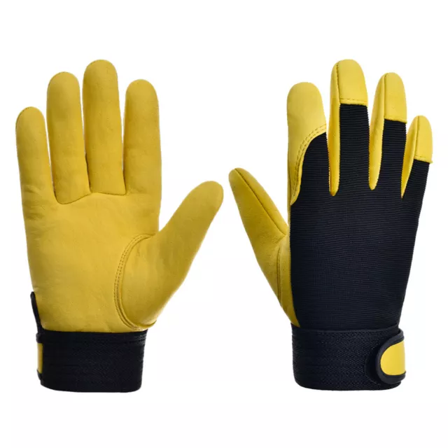 Leather Mechanic Gloves Safety Work Gloves Multipurpose Breathable Rigger Gloves