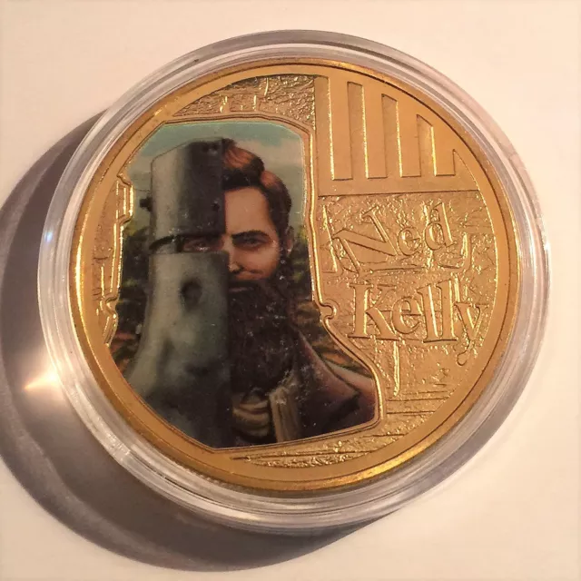 NED KELLY "Helmet Art #1" 1 Oz Coin, Finished in 24k 999 Gold 5 to collect, Gift