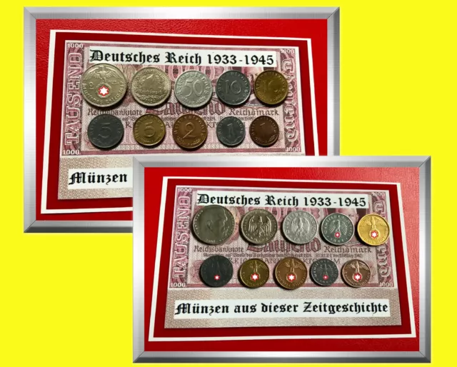 Drittes 3. Reich-Deutsches Reich Lot-Konvolut Münzensatz 1 Pfennig-2 Reichsmark