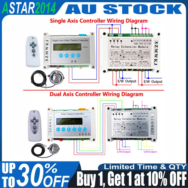 WST03-3 DC 12V/24V Single Axis Solar Panel Tracking LCD Solar Tracker ...
