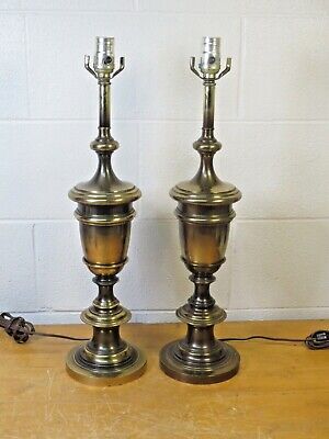 Pair STIFFEL style heavy cast Brass Table LampsClassic Vintage Neoclassical