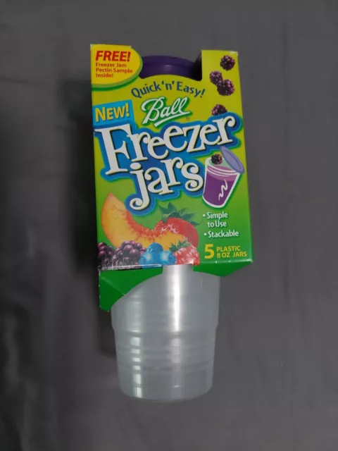 Vintage Ball Freezer Jars Plastic Purple twist on lid 8oz 5 jars stackable NEW Vintage Ball Freezer Jars Plastic Purple twist on lid 8oz 5 jars stackable NEW