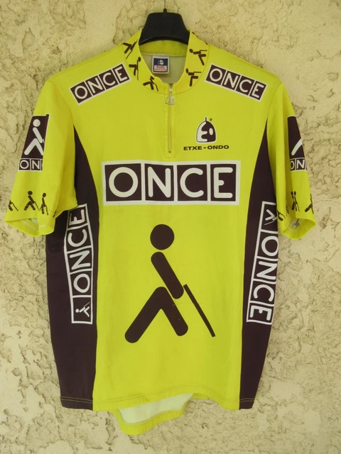 Maillot Cycliste Vintage ONCE Vuelta 1990 - Etxe-Ondo Taille XL - Jaune LOOK
