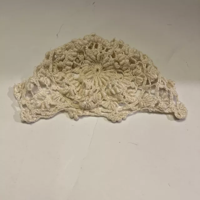 Vintage Antique  Hand Crochet Bonnet Cap Baby or Doll Hat