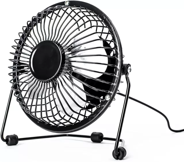 Table Metal Fan USB Desk Mini Fan, 4 Inch Small Quiet Personal Fan - Black