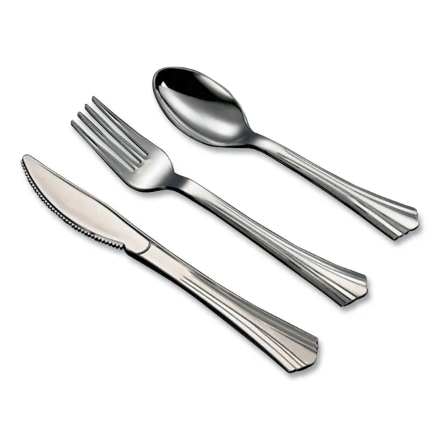 Sterling Assorted Plastic Cutlery, Mediumweight, Silver, 20 Forks, 15 Knives, 15