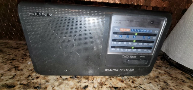 Vintage Sony ICF-36 Weather/TV/FM/AM 4 Band Portable Radio, Tested Works