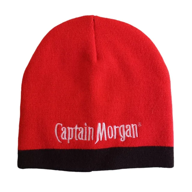 Captain Morgan Rum Winter Hat Beanie Black Red Unisex Stocking Cap One Size
