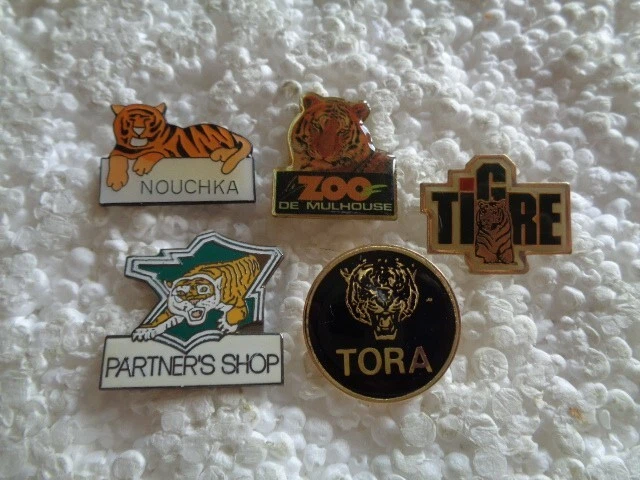 Job lot of 5 Tiger big cat related metal lapel pins