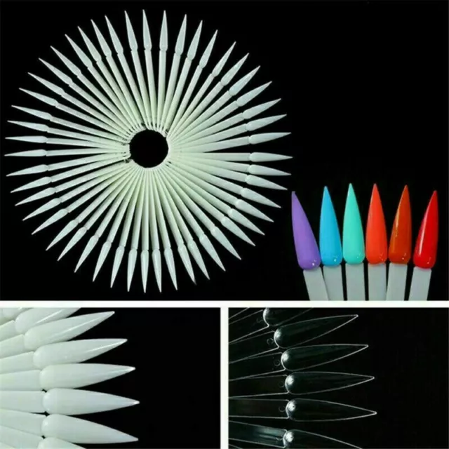 40 Display Nail Art Clear Key Ring Wheel Fan Polish Practice Color Pop Tip Stick