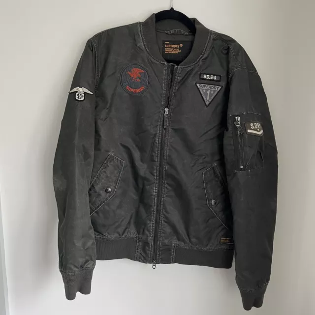 Superdry 23rd Squadron Military Bomber Badges Army Corps Men’s Jacket Size Large