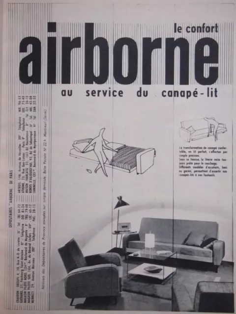 Publicité 1956 Le Confort Airborne Au Service Du Canapé-Lit - Advertising