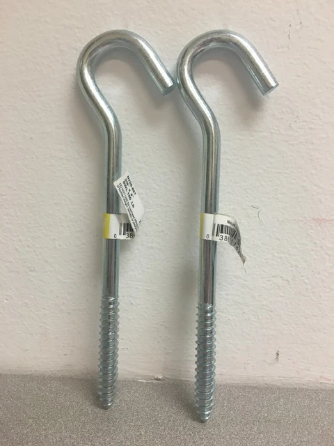 National Hardware N220-897 Zinc-Plated Silver Steel 8" L Screw Hook 150 lb 2 pk