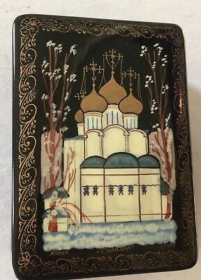 Vintage Russian Enamel Lacquer Box - CATHEDRAL
