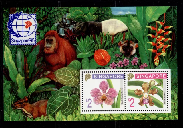 SINGAPORE QEII SGMS797, 1995 Orchids mini sheet, NH MINT.