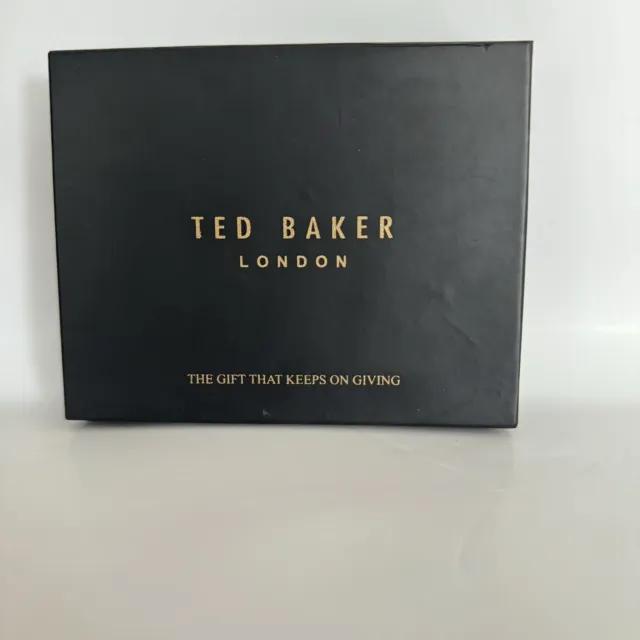 Ted Baker Mens Black Leather Bifold Card Case 8cc Billfold Id Holder Wallet NEW