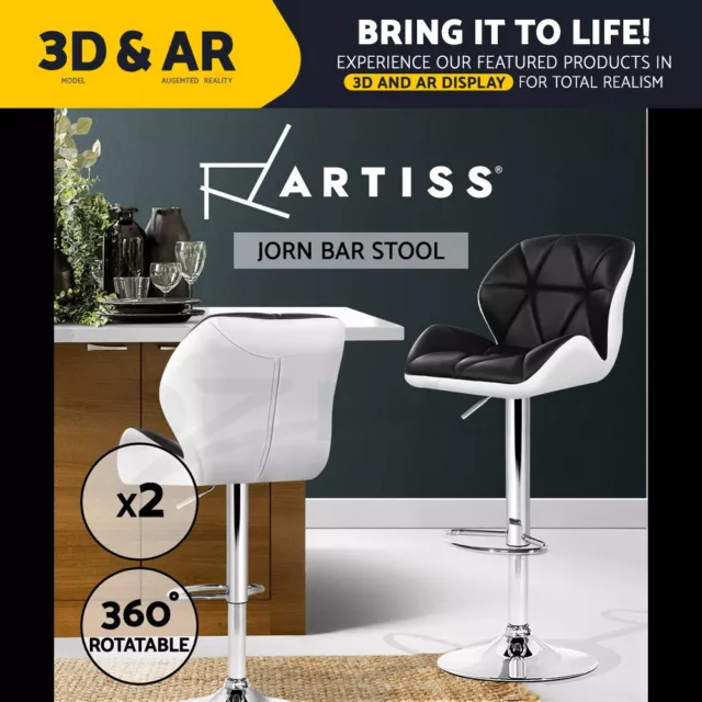 Artiss 2x Bar Stools Kitchen Swivel Stool Leather Padded Gas Lift Chairs
