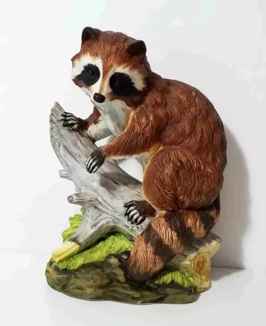 Racoon Figurine Porcelain Andrea By Sadek 5619 Vintage Hand Painted 7" High