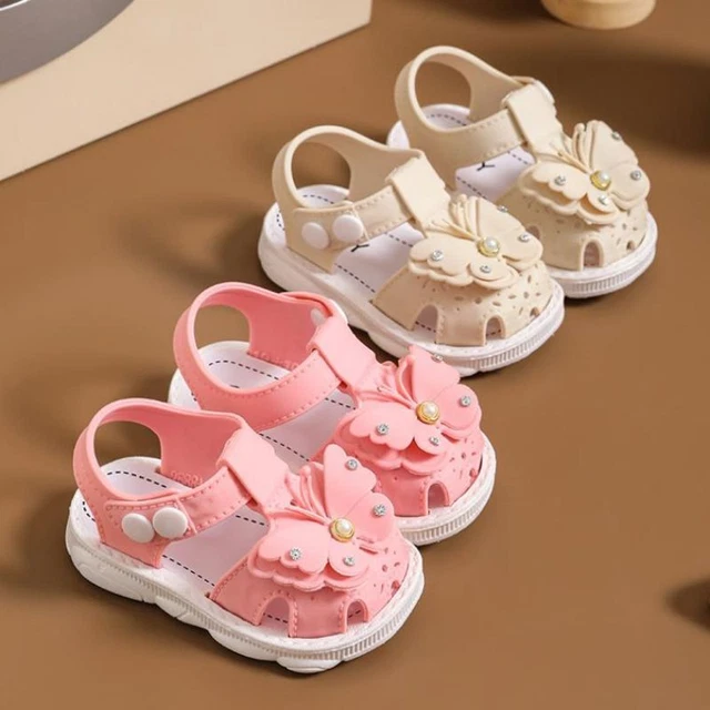 Baby Girls Flat Sandals Toddlers Walking Anti-slip Beach Garden Slippers Summer