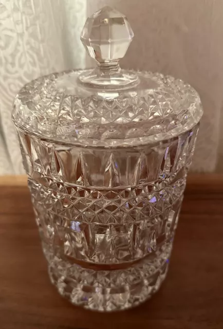 Crystal Cookie/Candy Jar with Lid 9 inches tall. Heavy Pretty Decor