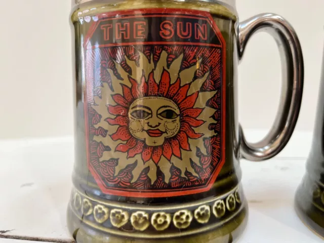 Lord Nelson Pottery Mugs The Sun The Mermaid 5" England Celestial Beer Steins 2