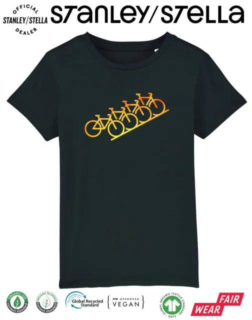 Kids Cyclist T-Shirt Cycling Bike Line art Bicycle Stanley/Stella Organic Tee