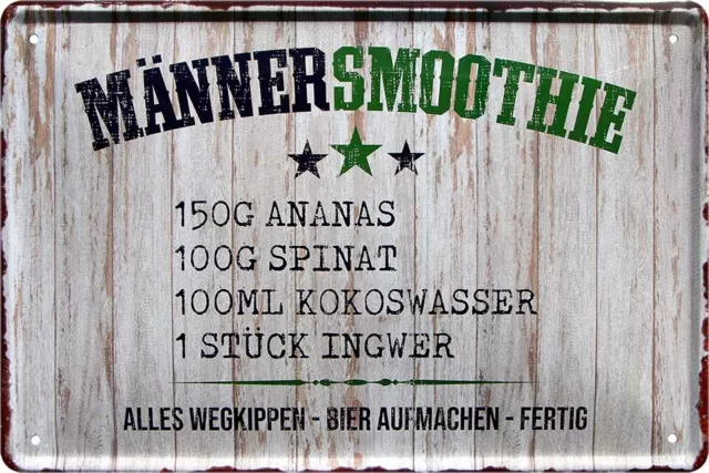 Männer Smoothie Kneipe Bar Deko Blech Schild Metallschild Poster Plakat A0045