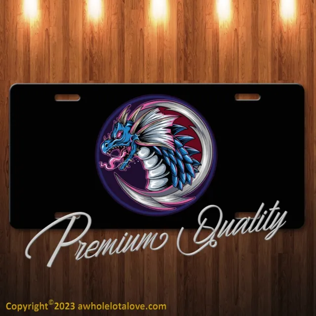 Cool Dragon on Faux CF Aluminum Vanity License Plate Tag New  Quality