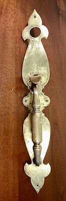 Antique Solid Brass Door Handle with Attached Plate 20" Large & Authentic