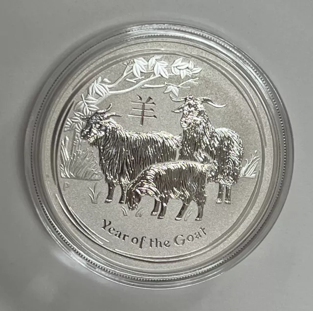 2015 Australia 1oz Lunar Series Year of the Goat 999 Silver Round Capsule