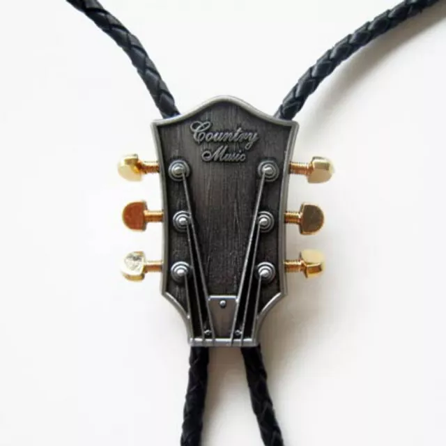 Bolo-Tie Cabeza de la Guitarra, 24 Qt. Oro , Bolotie, Corvata Del Oeste