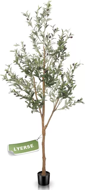 LYERSE 183cm Artificial Olive Tree Tall Faux Olive Tree Plants Indoor Decoration