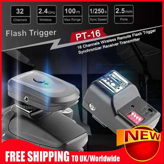 Lámpara de flash 16 canales radio inalámbrica control remoto Speedlite obturador disparador de flash