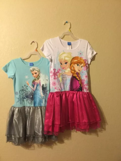 Nuovo Disney Frozen Elsa,Sorelle Ana & Elsa Tutu Abito Bambina Taglia M (7/8) L