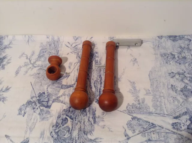 Set of French Wooden Curtain Pole Mounting Brackets / Tie Backs (3010a)