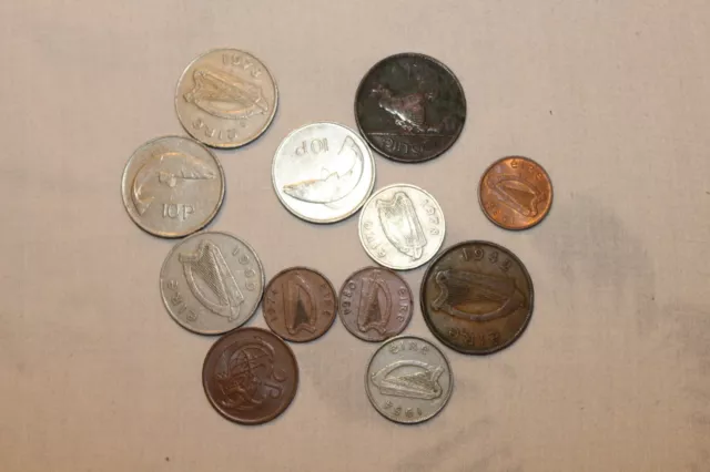 12 Mixed Irish Coins Dated 1928-1988 Circulated