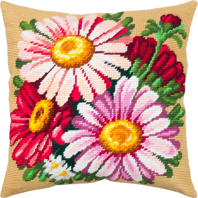 MICHAELMAS MARGARITAS"" funda de almohada a punto de aguja/tapiz kit de bordado