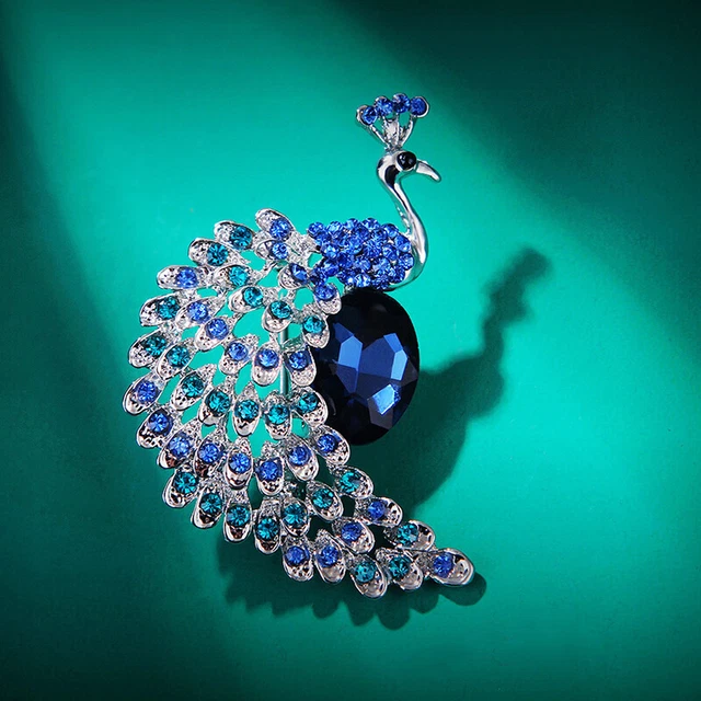 Rhinestone Peacock Brooches Pins Jewelry Banquet Christmas Gifts Accessories√√