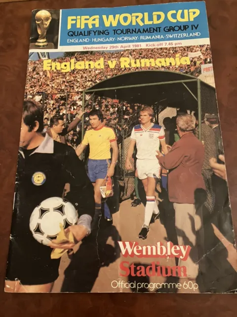 England V Rumania Programme, 29/4/81