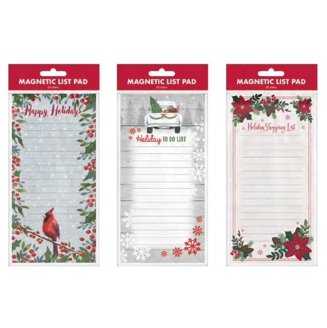 B-THERE Bundle of 3 Christmas Holiday Magnetic Lined & Unlined List Pad...