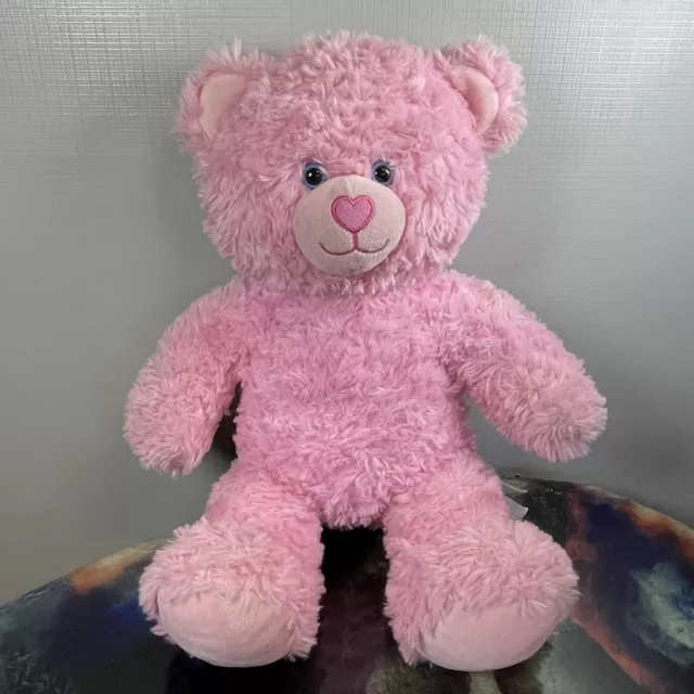 Build A Bear Plush Pink Cuddles - Swirly Pink Fur Heart Shaped Nose BAB