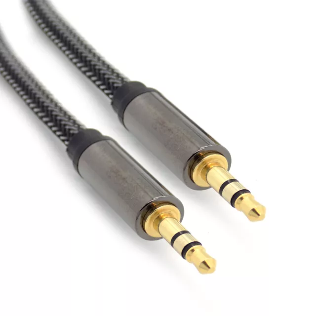 Audio AUX Cable Braided 3.5mm Metal Jack Stereo for iPhone iPod Headphone CAR UK