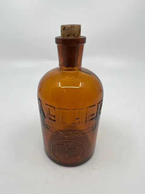 Aether Ether Hoechst Anesthesia Antique Apothecary Bottle Pharmacy Medicine