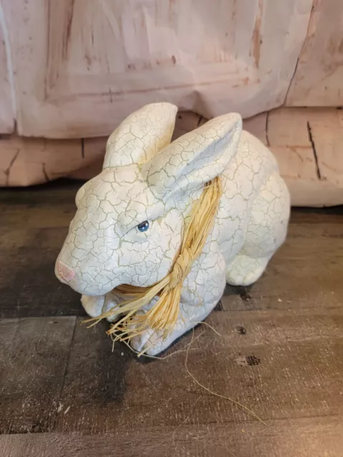 Crackled white bunny rabbit spring Easter figure decor