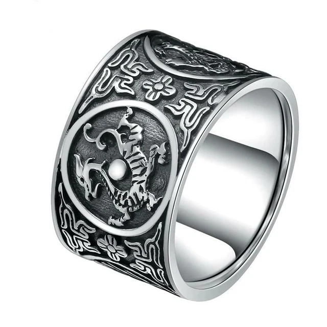Bague Anneau En Argent Massif 925/1000 - Taille 56 - Symbole Tribal - Occasion, Bijou Ethnique Simple