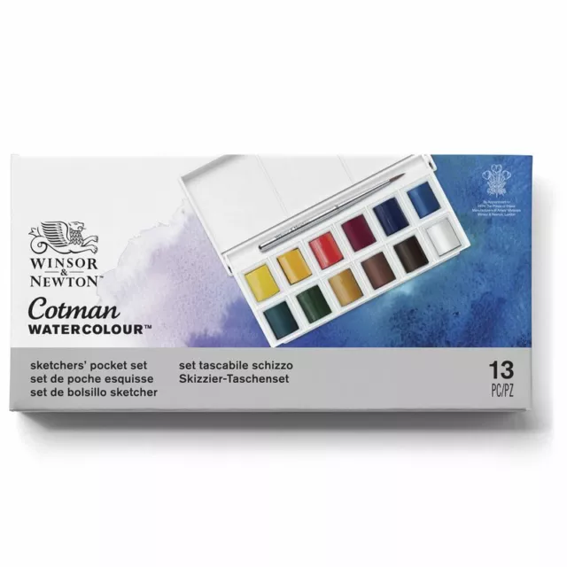 Winsor & Newton Cotman Aquarellfarbe Skizzierer Taschenbox Set 12 halbe Pfannen