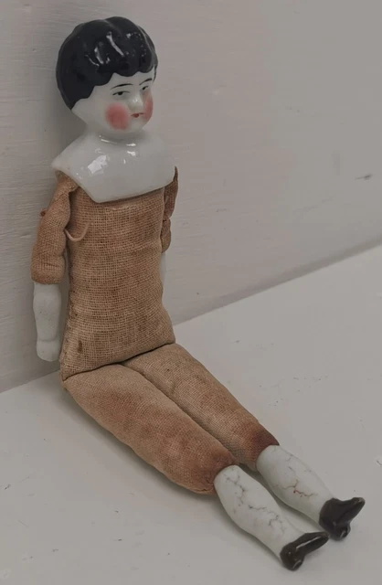 Vintage 1880s China Bisque 6" Doll Glazed Porcelain Head, Legs & Arms Germany